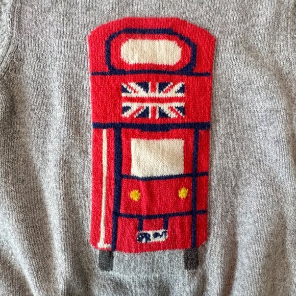 MINI BODEN London Double Decker Bus Sweater Boys 3-4 Gray Red Cotton Unisex - Picture 4 of 8